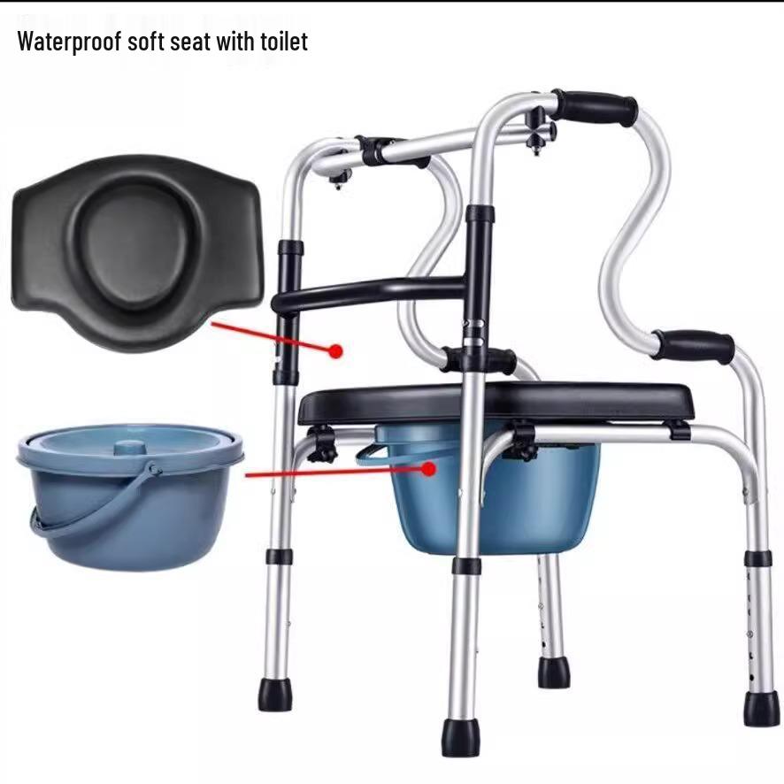 Adjustable Aluminum Alloy Walking Aid for Seniors - Four-Legged Crutches