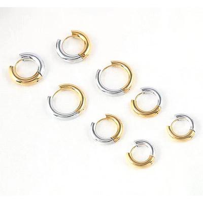 European & American Retro Titanium Steel Gold-Plated Hoop Earrings
