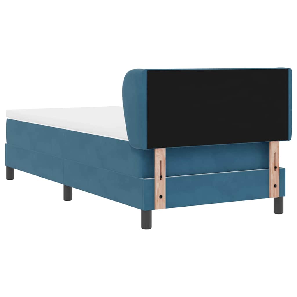 Box Spring Bed with Headboard Dark Blue 90 x 190 cm Velvet