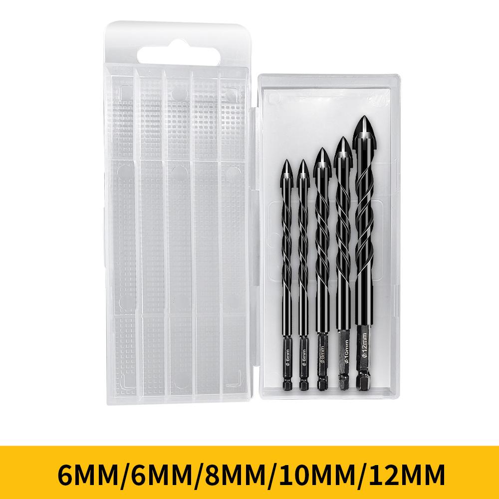 SuSuMu 3-12mm Cross Hex Tile Drill Bits Set for Glass Concrete Ceramic Hole Opener Brick Hard Alloy Triangle Bit Tool Boxed Kit