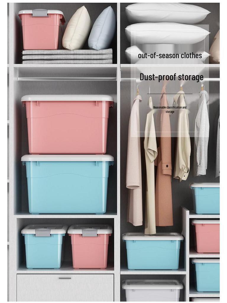 Extra velký plastový úložný box s víkem na oblečení, hračky a organizaci do auta