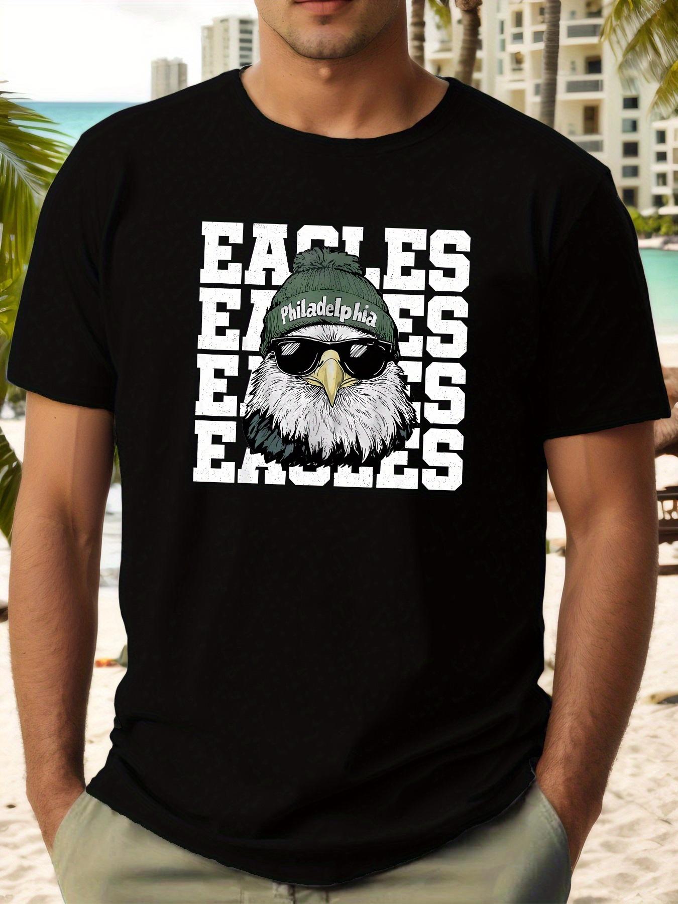 Trendy Fashion Glasses Eagle Pattern Summer Simple Fashion Top Short Sleeve T-shirt S