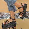 Ladies Shoes 2025 Buckle Strap Luxury Women's Sandals Fashion Peep Toe Women Summer New Plus Size Solid Casual Platform Sandals