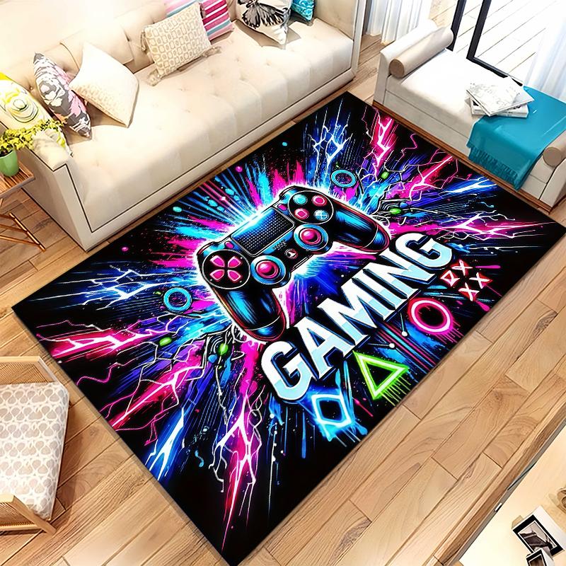 Cartoon Game Gamer Zone Controller Logo Living Room Non-Slip Area Rug Soft Carpet for Bedroom Playroom Sofa,Home Decor Doormat