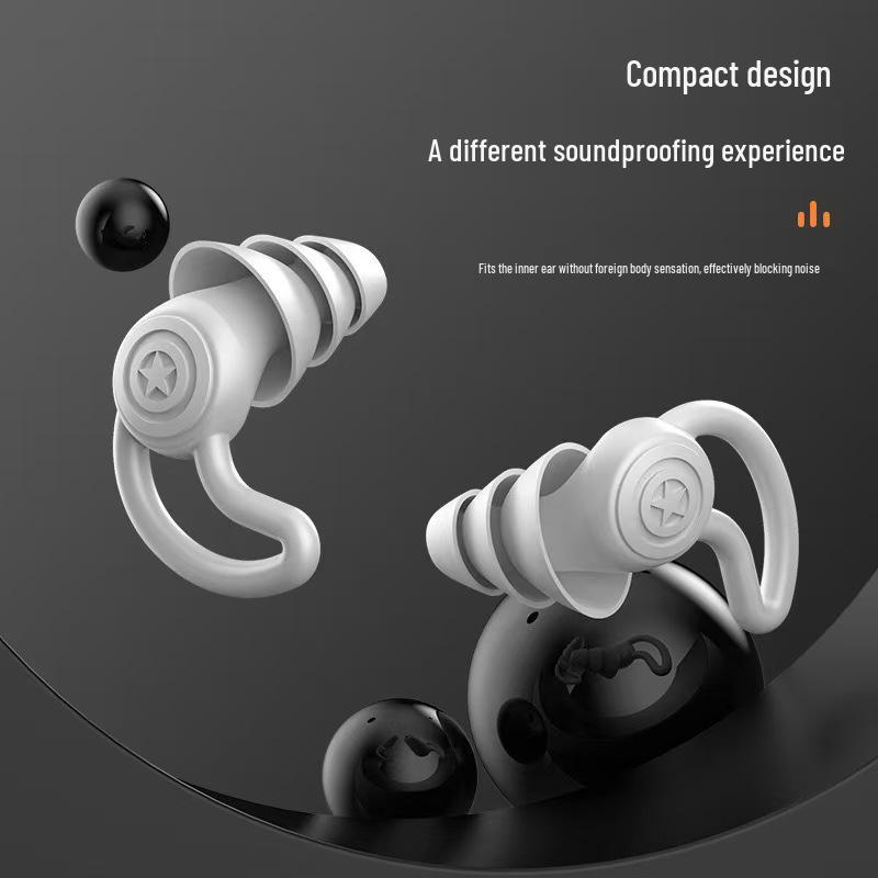 SilentShield Silicone Earplugs: Waterproof, Anti-Noise Snoring Solution for Swimming and Napping. Portable Shark Fin Design.