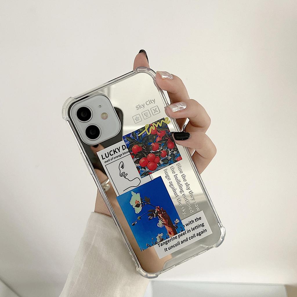 Orange 13 Mirror Case for iPhone 15 Pro Max, Apple 16, Huawei P60, Xiaomi 14 - INS Style