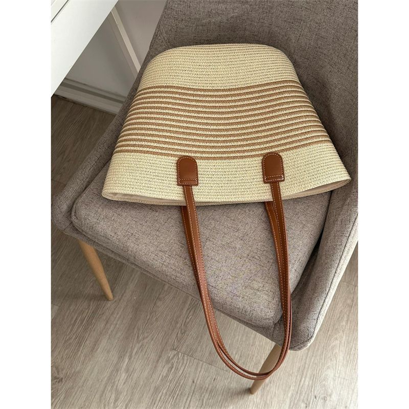 Mori Style Hand-Woven Bag Large Capacity Straw Woven Bag Women's 2025 New Arrival Beach Shoulder Bag Summer Tote Bag