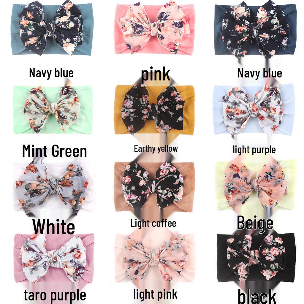 Bohemian Style Elastic Bow Nylon Headband for Babies and Kids