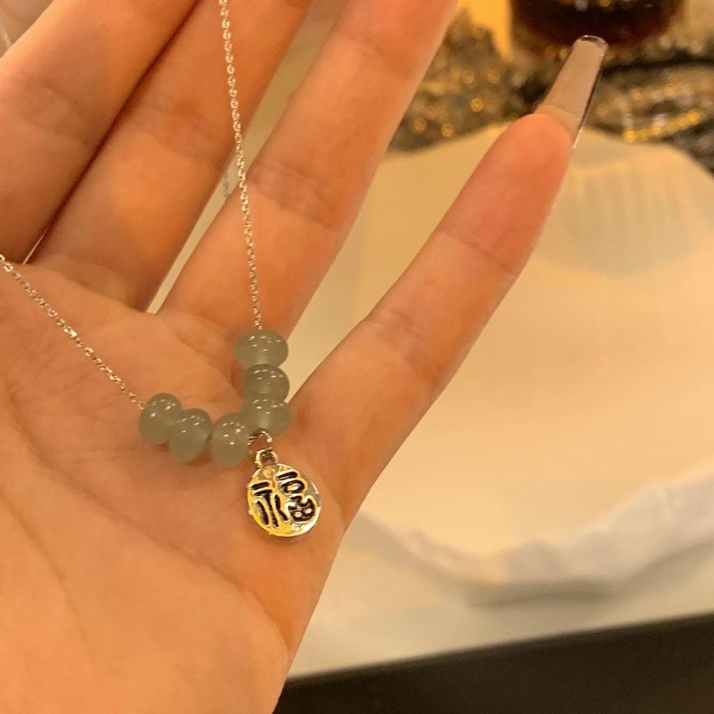 Jade Peace Buckle Necklace: Trendy High-End Chinese Clavicle Design for Women