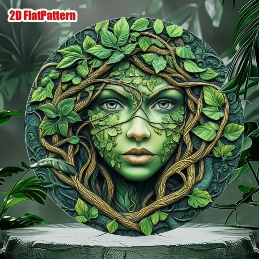 Vintage Forest Spirit Metal Wall Art Round Sign Rustic Home Decor
