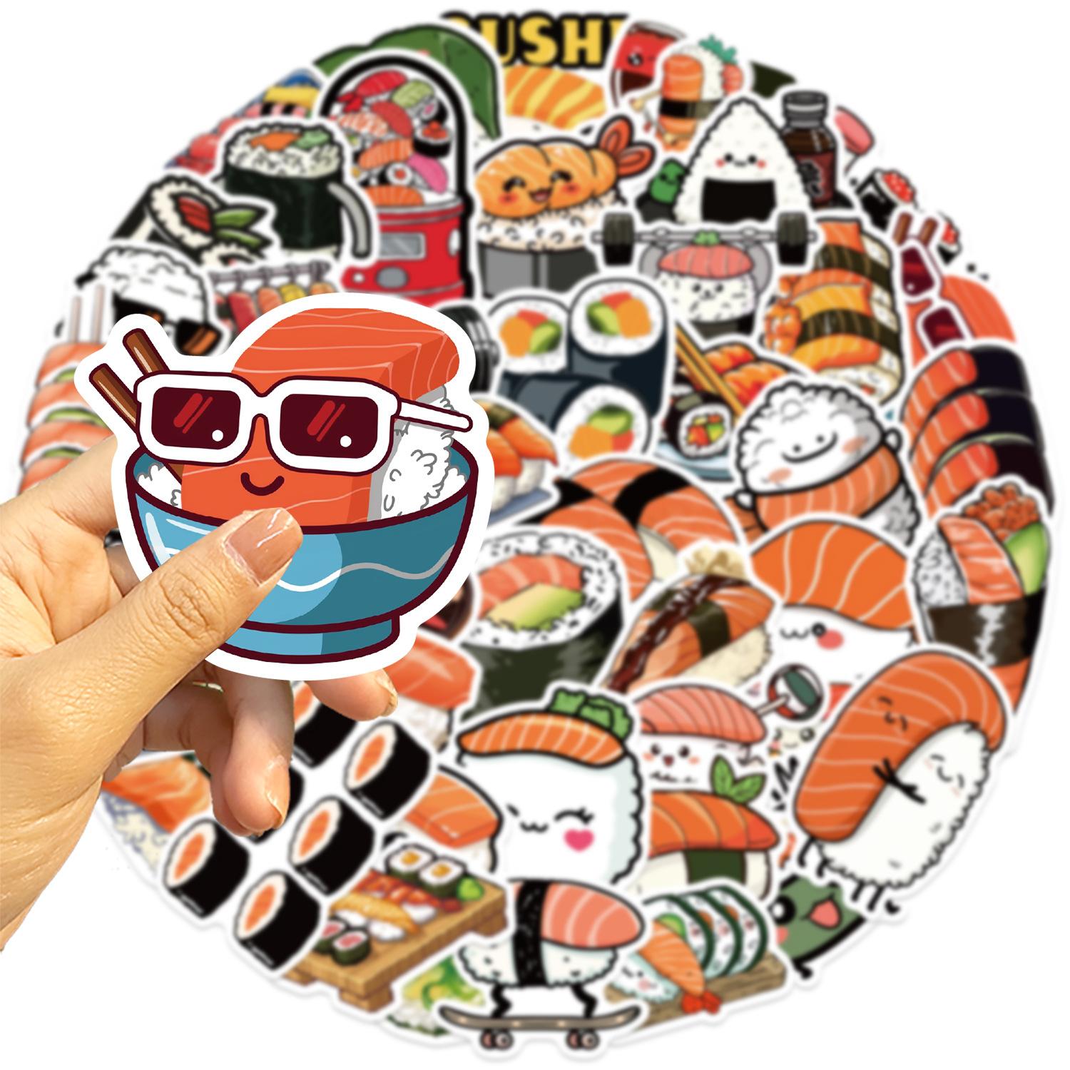 

50 Cartoon Cute Sushi Hand Tent Doodle Stickers DIY Decorative Guitar Notebook Suitcase