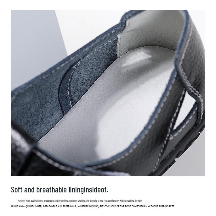 Women's Summer Genuine Leather Moccasins: Casual Sandals with Hollow Design - Perfect for Moms and Nurses