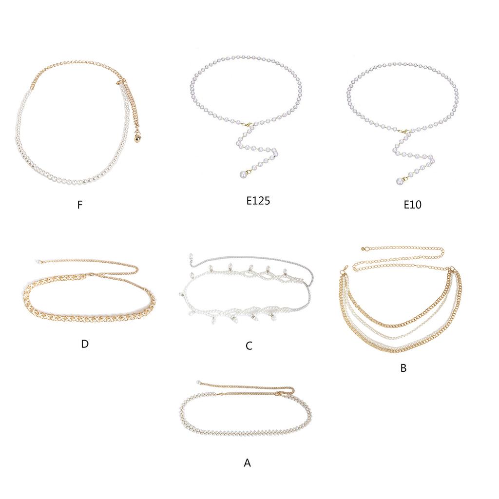 Elegant Pearl Waist Chain for Lady Adjustable Decorative Waist Chain Belt Waist Jewelry Evening Dress Waist Chain Decors