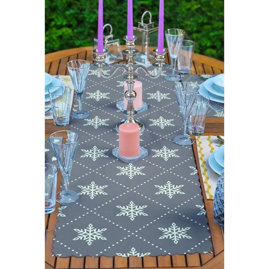 New Year Themed Snowflake Runner and Placemat Set 5 Pieces / Placemat Table Mat Dining Table Mat Coaster