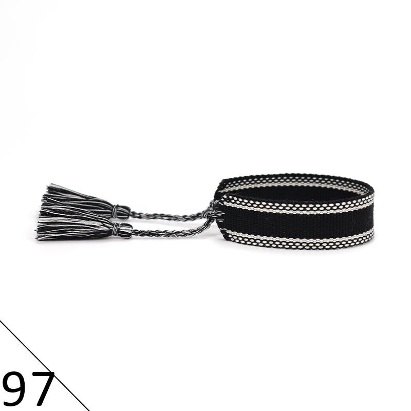 Handmade Bohemian Embroidered Logo Tassel Bracelet - Ethnic Style Friendship Band