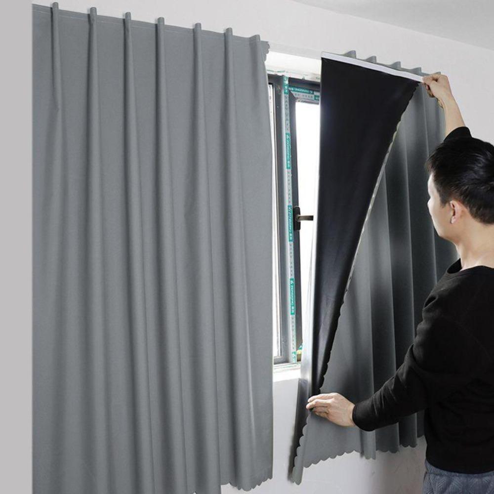 No Drilling Sunshade Curtains Solid Color Insulation Curtains  for Bedroom Bathroom