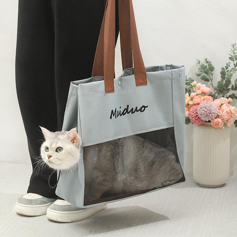 

Canvas Outdoor Cat Bag, Portable Crossbody Breathable Cat Bag, Dog Bag, Pet Backpack, Hand-Held Cat Bag, Pet Supplies, Cat Bag светло-серый