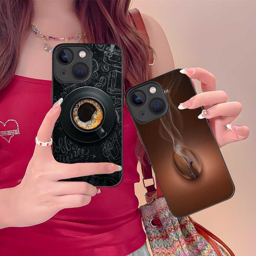 Coffee Beans Silicone Mobile Phone Case for iPhone 17 16 15 14 13 12 11 X XR XS Air Pro Max Plus Mini Colorful Cover