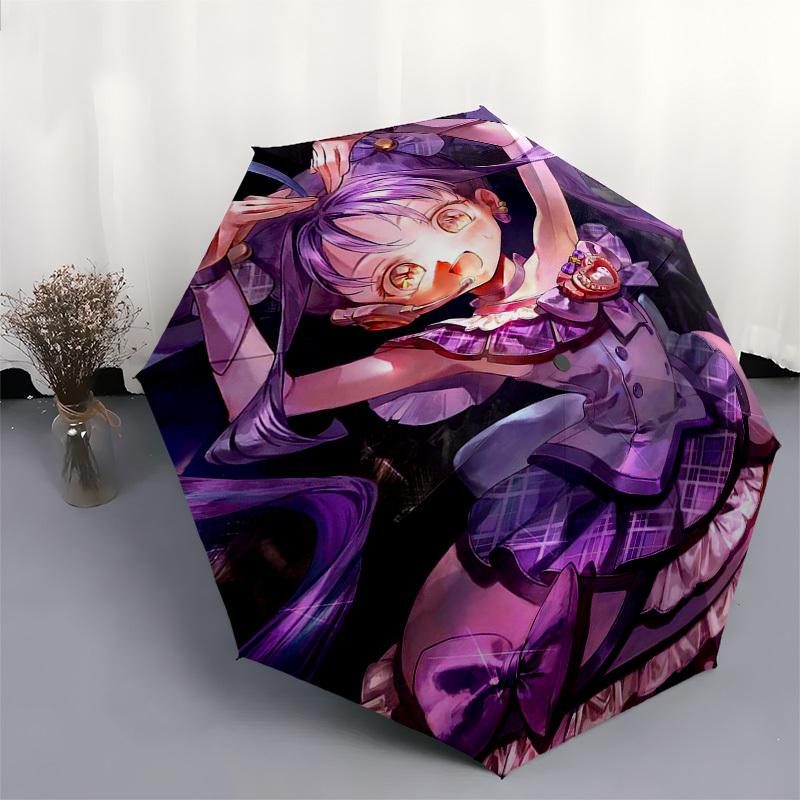 1 Stück Outdoor-Schirm mit süßem Anime-Mädchen-Design - Automatisches Öffnen/Schließen, Tragbares 3-fach faltbares Design, 8-Speichen-Eisenrahmen - Perfektes Geschenk für Fans, T