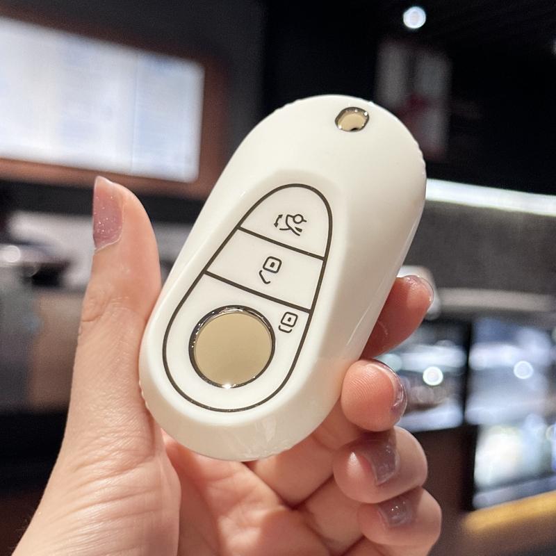 

Чехол для брелока из мягкого ТПУ с защитой на 360 градусов для Mercedes Benz S-Class G-Class E-Class 2020-2022 гг. белый