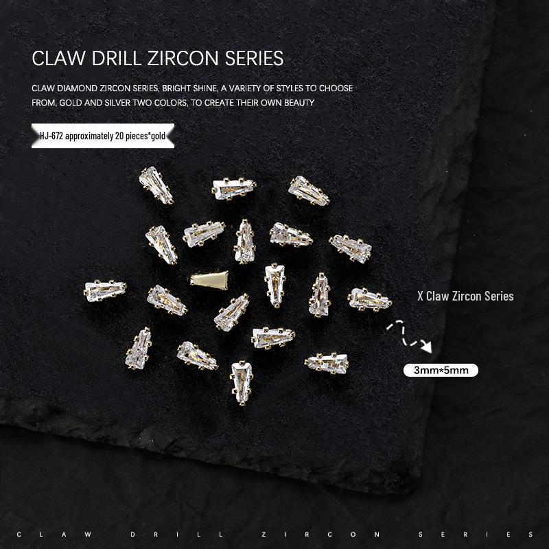 

Набор золотых и серебряных циркониевых страз для украшения ногтей - 20 шт. (Капля, Овал, Маркиза, Прямоугольник, Квадрат)