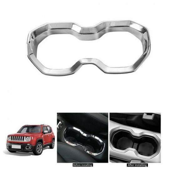 Chrome Inner Front Water Cup Holder Cover Trim Ring Frame For Jeep Renegade 16+