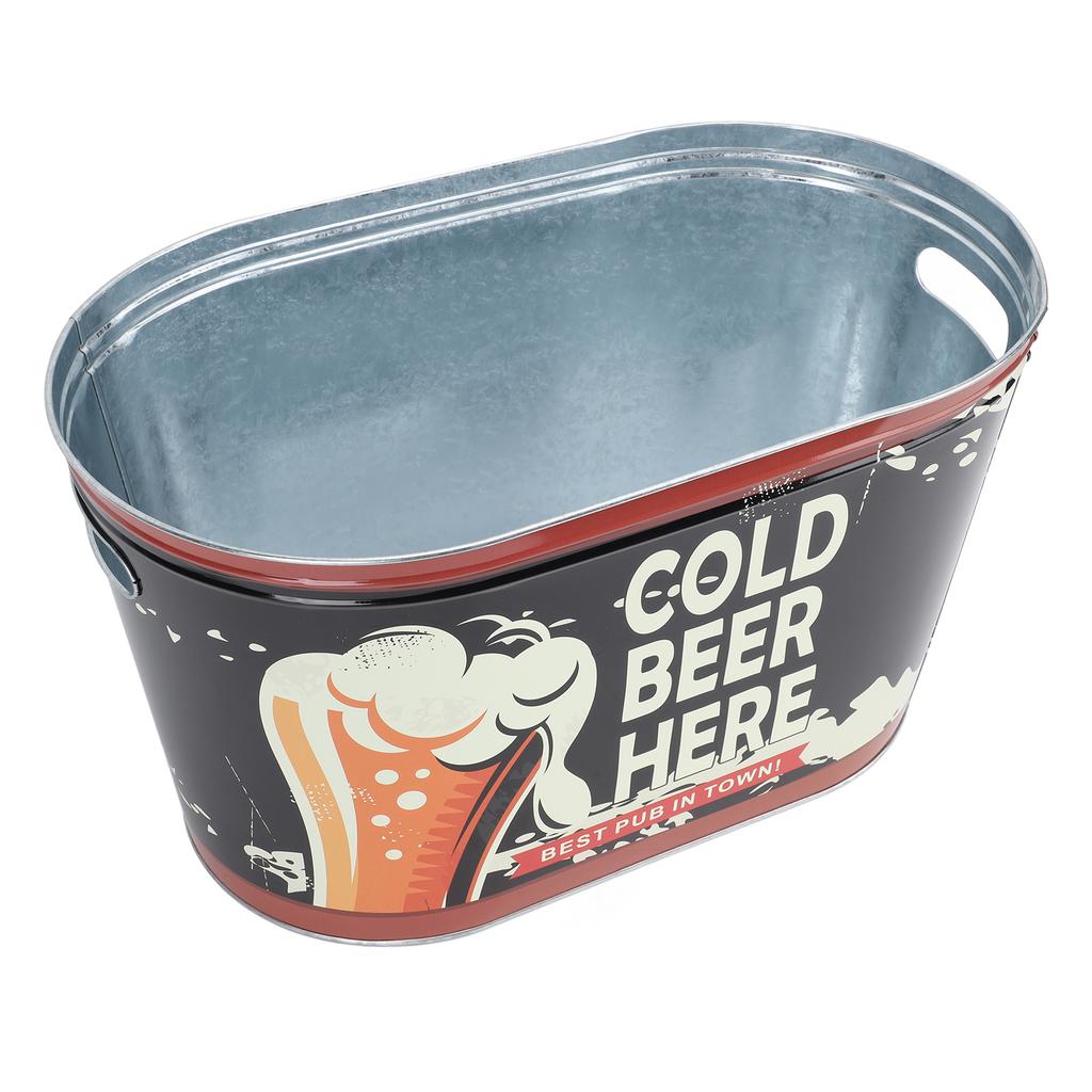 Oval Ice Bucket Tinplate Large Drink Cooling Beverage Tub Ice Container for Party Beer Champagne Cocktails