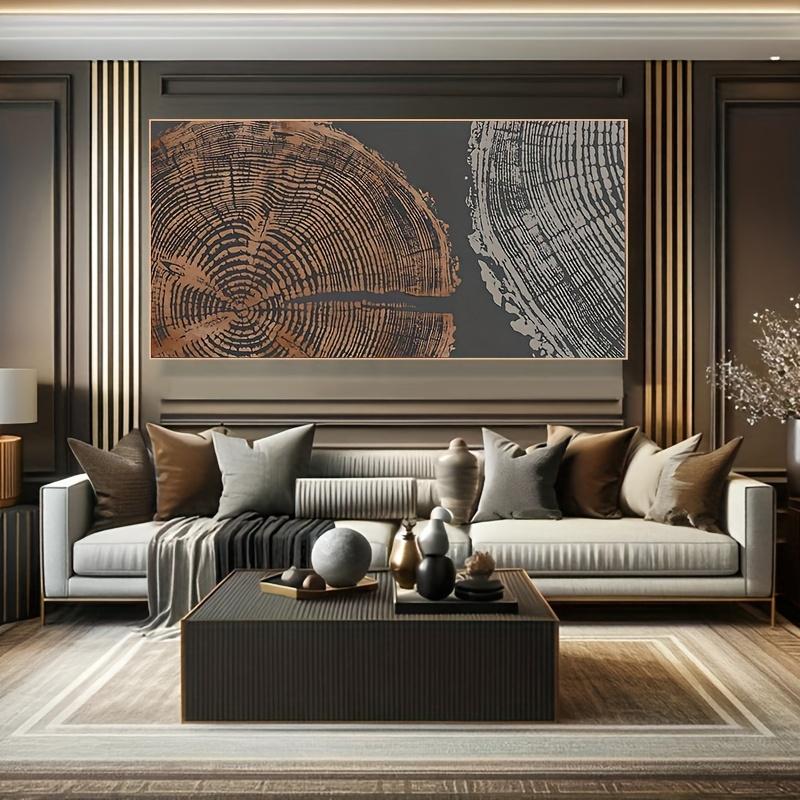 1pc Elegant Beige Tree Ring Canvas Art Print - Nordic Style 2D Flat Print, Frameless Wall Decor for Living Room or Office, Seren