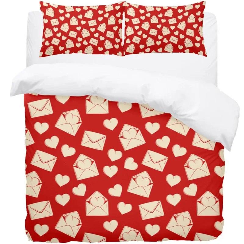 Comforter Love Heart Romantic Bedding Set Microfiber Valentine'S Day Full King For Boys Girls Adults Bedroom Decor