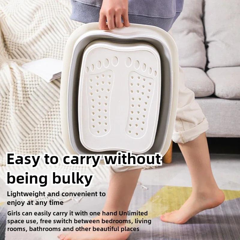 Foldable Foot Bath Massage Bucket With Lid Soaking Bucket Folding Spa Basin Household Sauna Bathtub Pedicure Bath Accessory