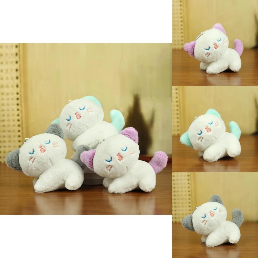 Adorable Plush Cat Keychain Soft Toy Cute Gray And Purple Cat Doll Accessories