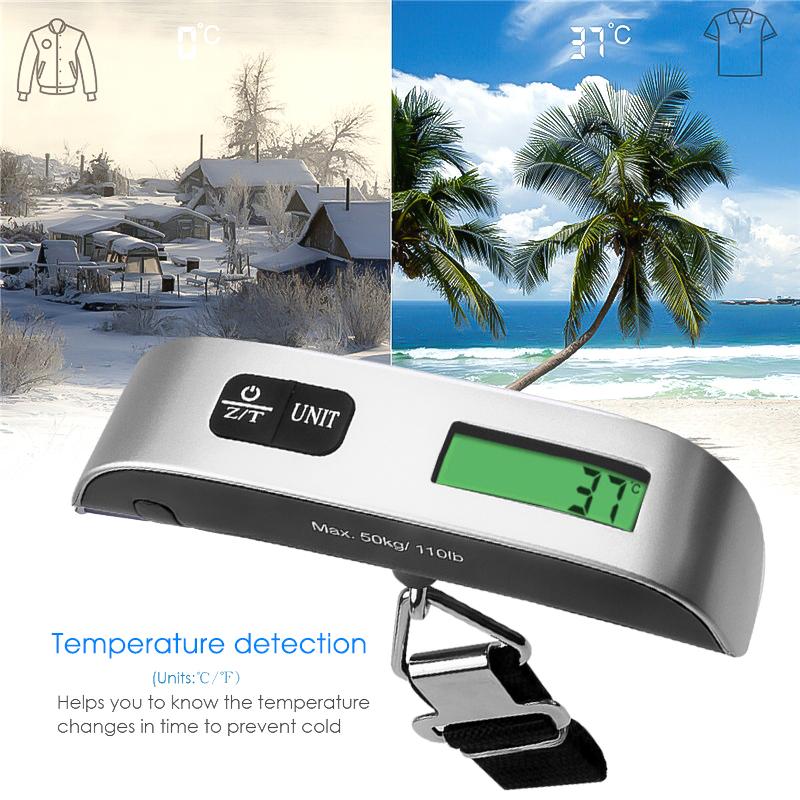 10g/50kg Přenosná digitální váha na zavazadla Mini LCD cestovní váha Elektronická kuchyňská váha Váha Váha Váha s háčkem