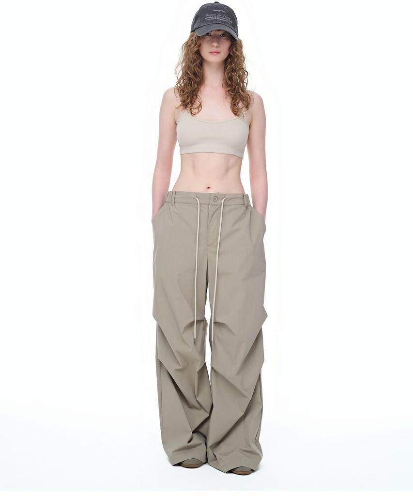 AEGO FREEDOM LAB Double Tuck Nylon Pants_Beige