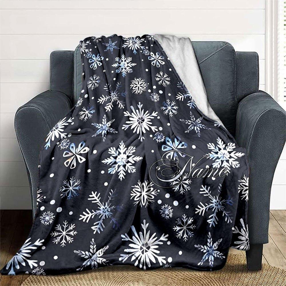 Winter Snowflakes Home Customize Your Name Blankets Soft Cozy Lightweight Versatile For All Seasons Perfect For Picnics Sofa Office Bed Living Room