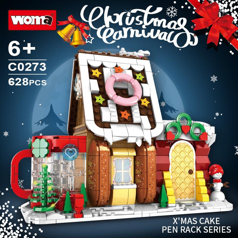 Compatible With Lego Christmas Building Block Series Gingerbread Man Candy House Castle With Lights Holiday Gifts For Boys And Girls