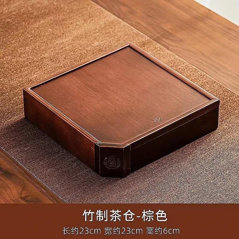 New Bamboo Box Tea Cake Storage Box Tea Organizer TeaCeremony Accessories TeaTray Drawer Organizer Storage Bin Bamboo Cabinet