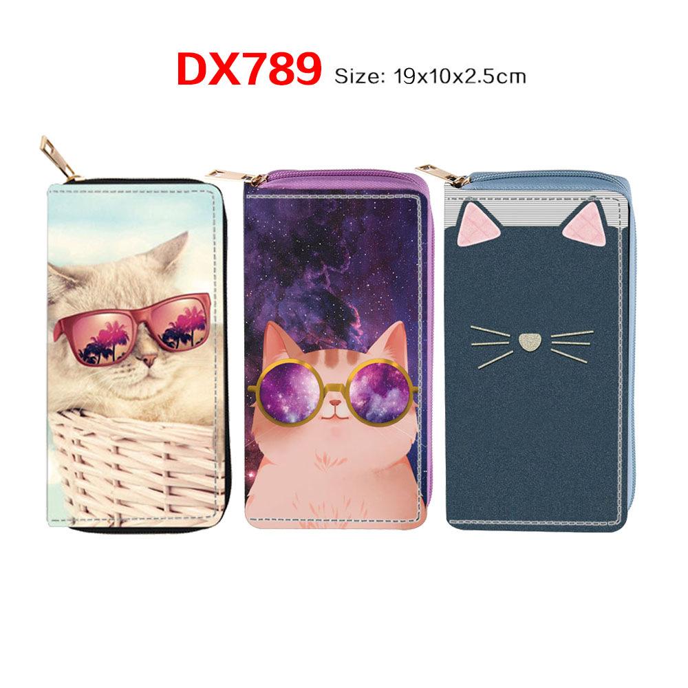 Neue Katze Cartoon Tier langes Reißverschluss Portemonnaie, Portemonnaie
