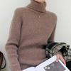 Women's High-Neck Striped Wool Sweater – Thick, Soft, Versatile Knit for Autumn/Winter