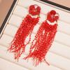 Luxuriöse Rote Blume Quastenohrringe: Stilvolle, Hochwertige Statement-Ohrstecker für Damen