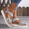 Fashion Women Sandals Snake Print Wedges Shoes for Women 2024 New Summer Metal Decoration Sandals Platform Comfortable Casual Sandals
