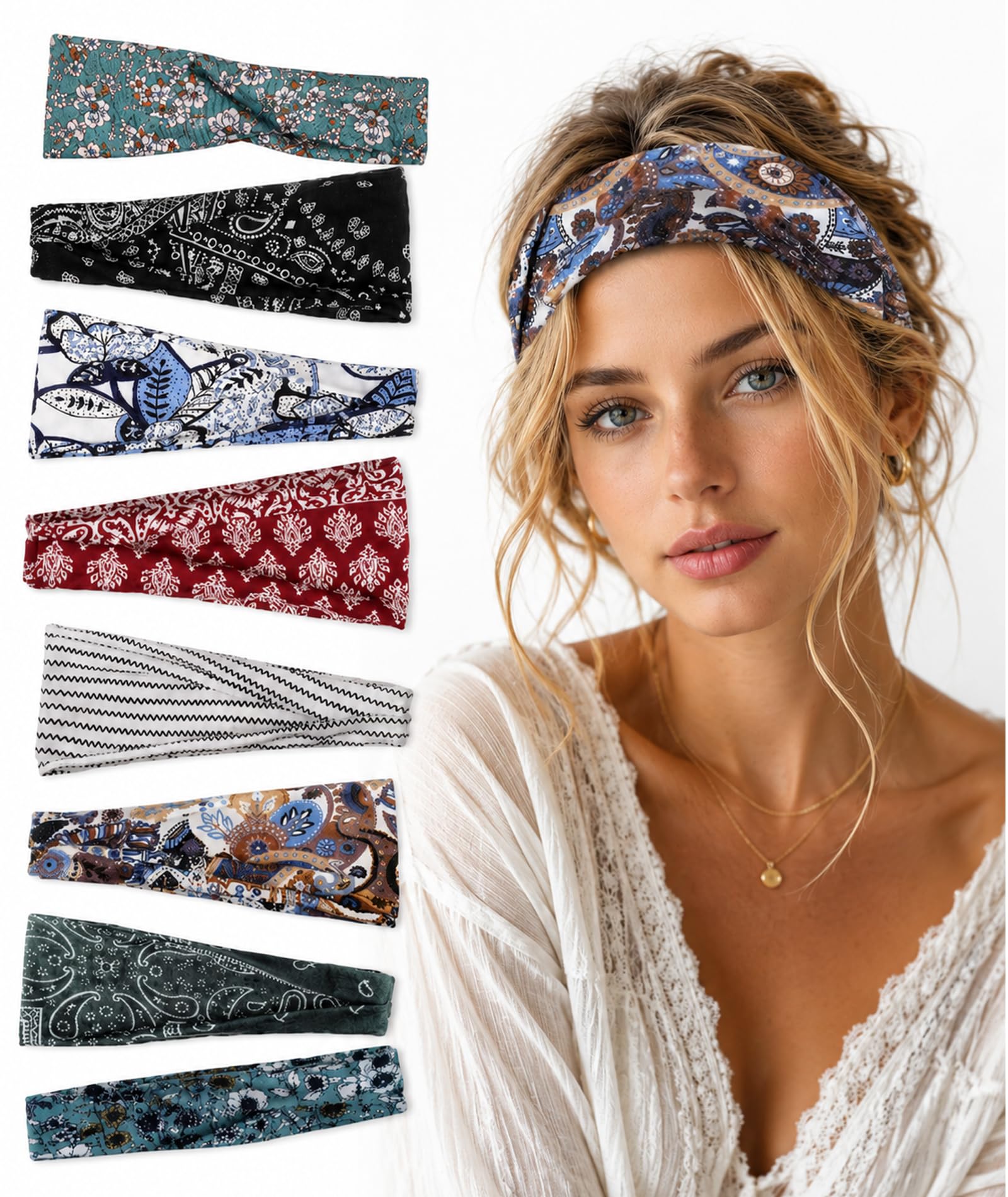 8 Pack Headbands for Women, Bandanas