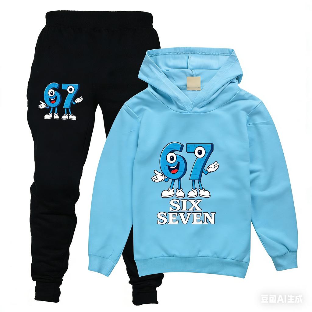 2pcs Steal A Brainrot Children's Tracksuit Set Anime 67 Six Seven Hoodies Pants New Thin Sweatshirt Sweatpants Suit Kids Clothes