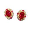 S925 Silver Plated with 18K Gold Empress Series Pigeon Egg Red Gemstone Stud Earrings