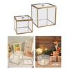 Elegant Glasbomullspinne Förvaringslåda Med Guldaccent Dammtät Transparent Organiserare För Badrum Och Heminredning