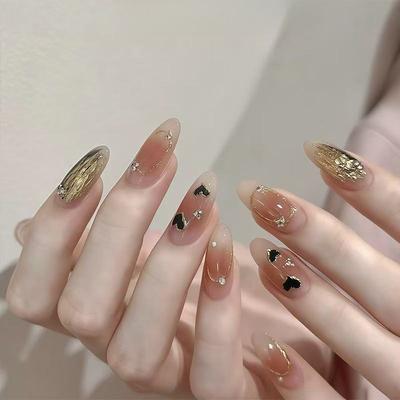 Toamnă și Iarnă Maillard Chihlimbar Smudge Dragoste Autocolant de Unghii Hot Stamping Gol Inimă Geometrică Autocolant Metalic pentru Unghii