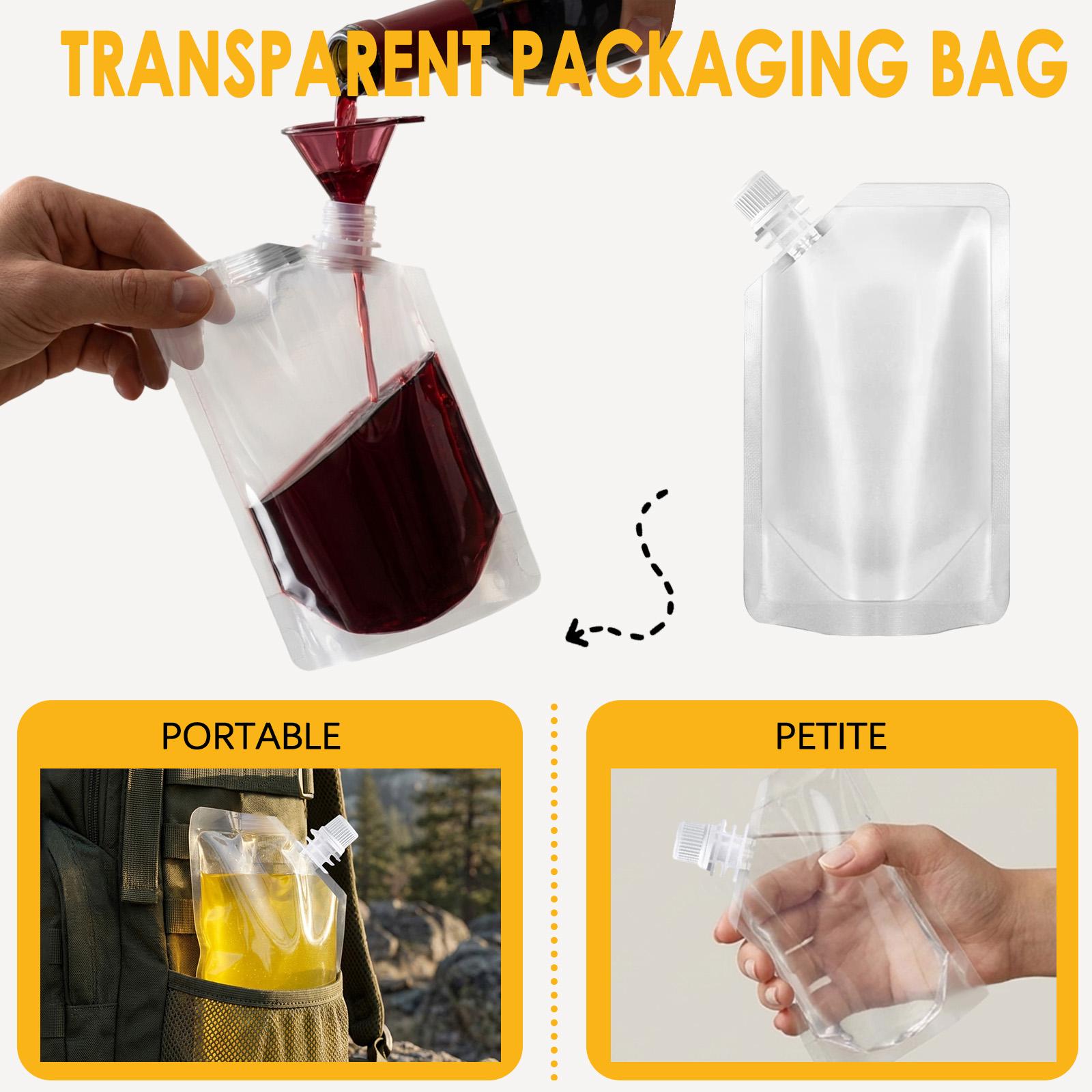 Transparent Stand Up Pouch with Spout Disposable Drink Bag Flexible Liquid Storage Pouch Leak Proof Resealable Soft Packaging Bag One Size
