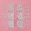 6 Grids/Box Nail Art Studs Set, Starry Sky Asterism Nail Rivets, Silver Metallic Nail Decorations, Manicure Charms Kit for DIY Nail Design