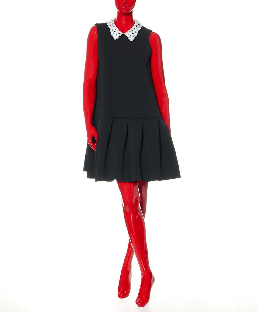 Standard Lace Collar Pleated Mini Dress Black 36 [Double Clothing] Sov. 0501-060-263 Women's