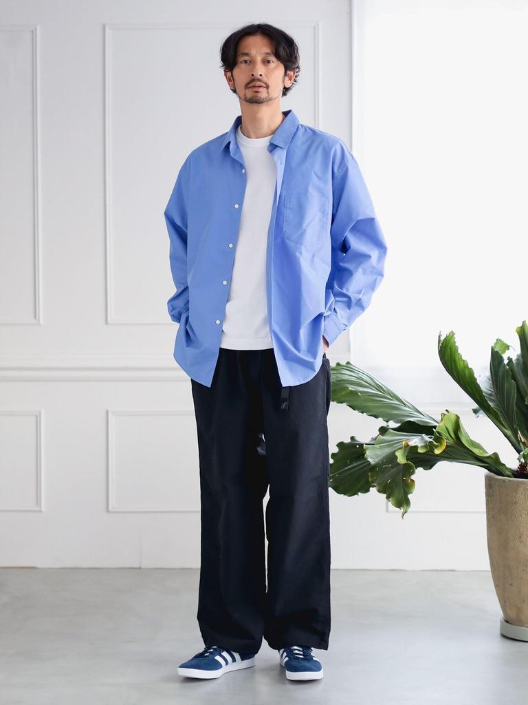 B:MING LIFE STORE by BEAMS Men's Large/Small Shirt, Polyester Broadcloth, Regular Collar, 2015 Spring/Summer Collection, Size SAX (L_92110375147)