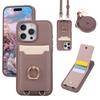 Crossbody Wallet with Card Holder Phone Case For iPhone 15 16 Pro Max 14 13 12 11 16E Lanyard Wrist Strap Leather Cover